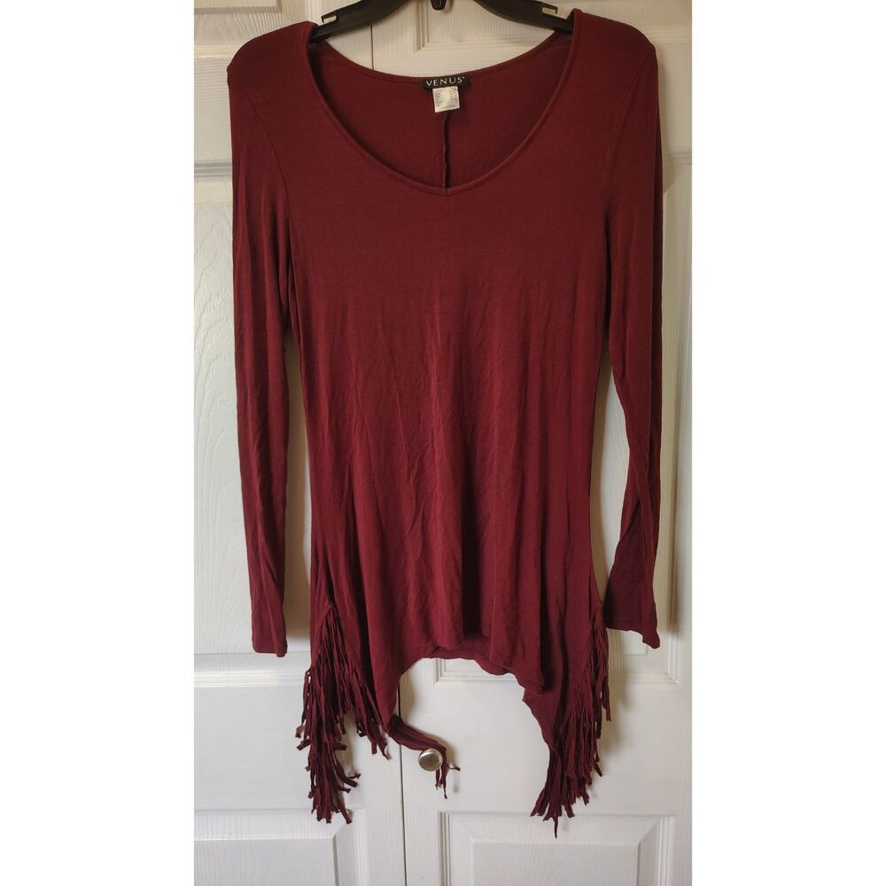 Venus Long Sleeve Boho Fringe Top Small